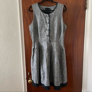 Cynthia Rowley Grey Linen dress w/ jeweled buttons